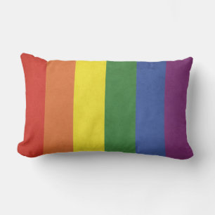 Rainbow stripes lumbar pillow