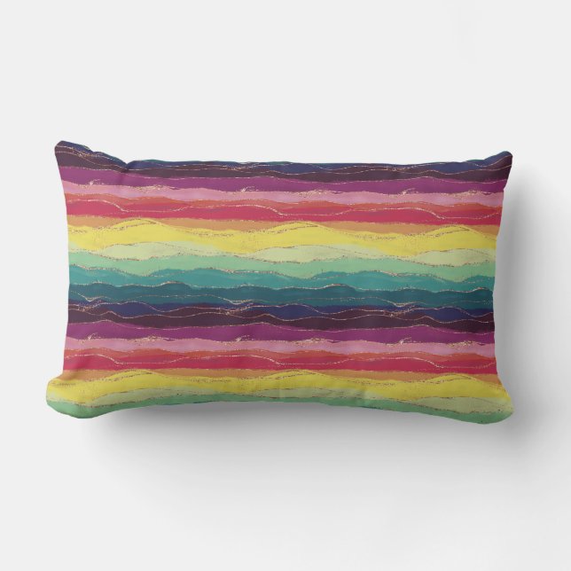 Rainbow Stripes Lumbar Pillow (Front)