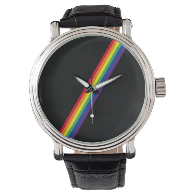 Rainbow Stripes Minimal Geometric Watch (Front)