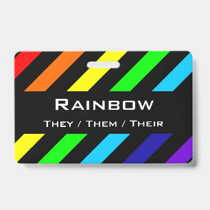 Rainbow Stripes Name / Pronoun Badge