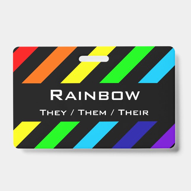 Rainbow Stripes Name / Pronoun Badge (Front)
