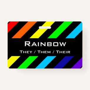 Rainbow Stripes Name / Pronoun Badge
