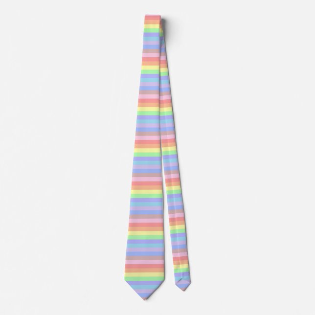 Rainbow Stripes of Pastel Colours Tie (Front)