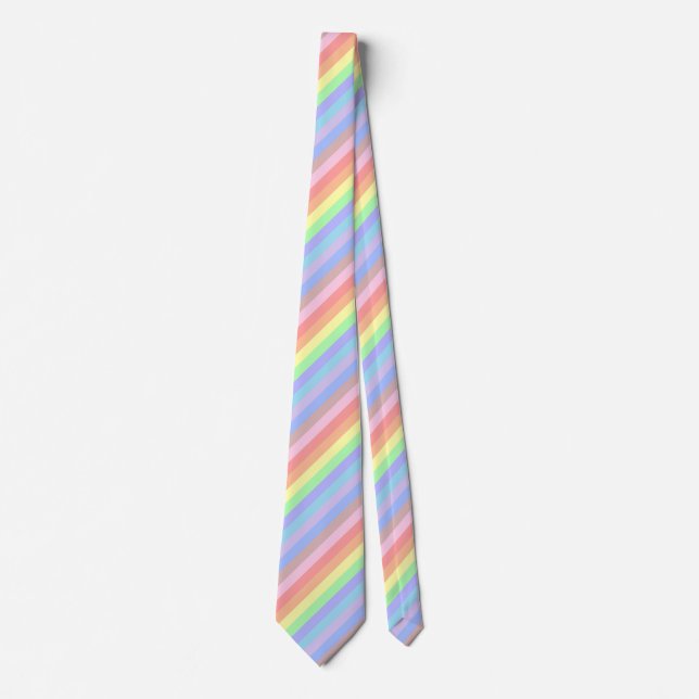 Rainbow Stripes of Pastel Colours Tie (Front)