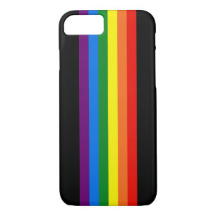Rainbow Stripes on Black Gay Pride LGBT Support Case-Mate iPhone Case