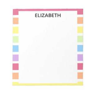 Rainbow Stripes Pastel Name   Personalize Notepad