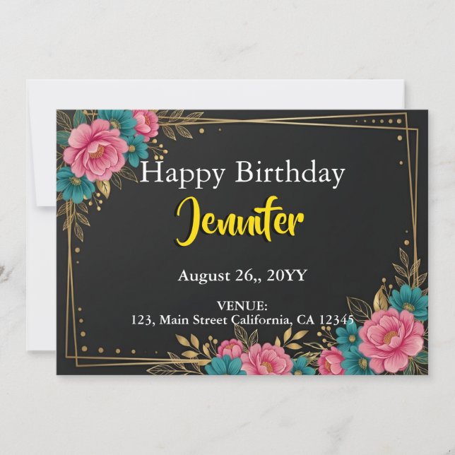 Rainbow Stripes Pattern Birthday Custom Template (Front)