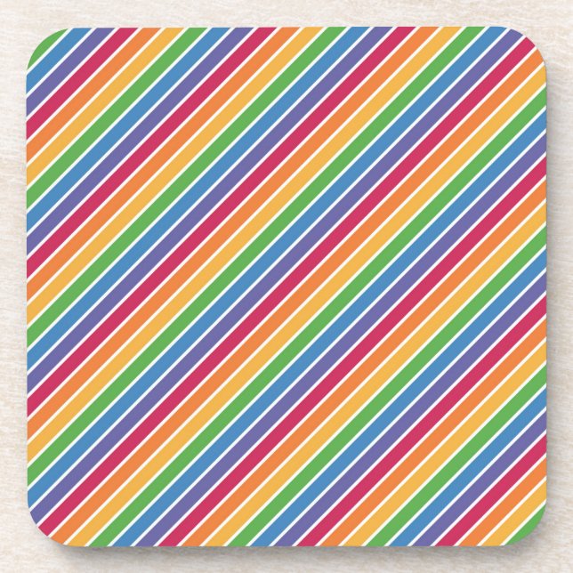 Rainbow Stripes Pattern Coaster (Front)