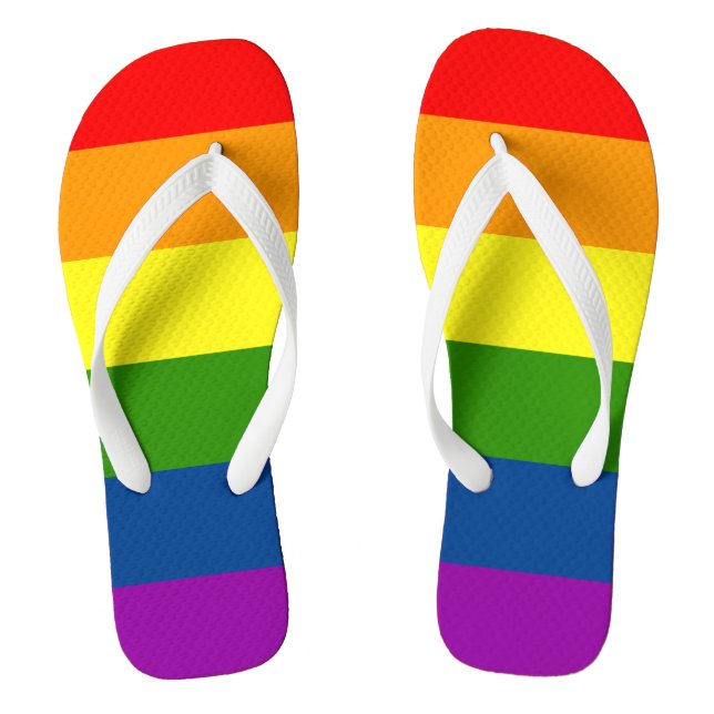 Rainbow Stripes Pattern Flip Flops (Footbed)