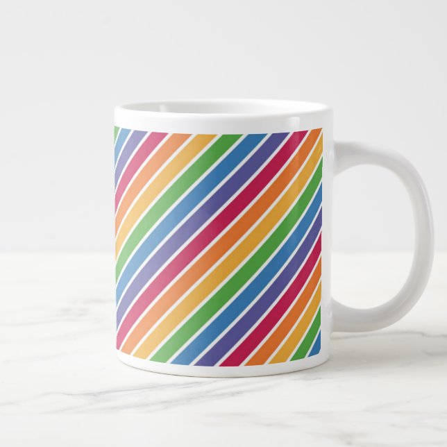 Rainbow Stripes Pattern Large Coffee Mug (Right)