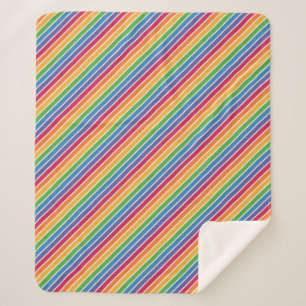 Rainbow Stripes Pattern Sherpa Blanket