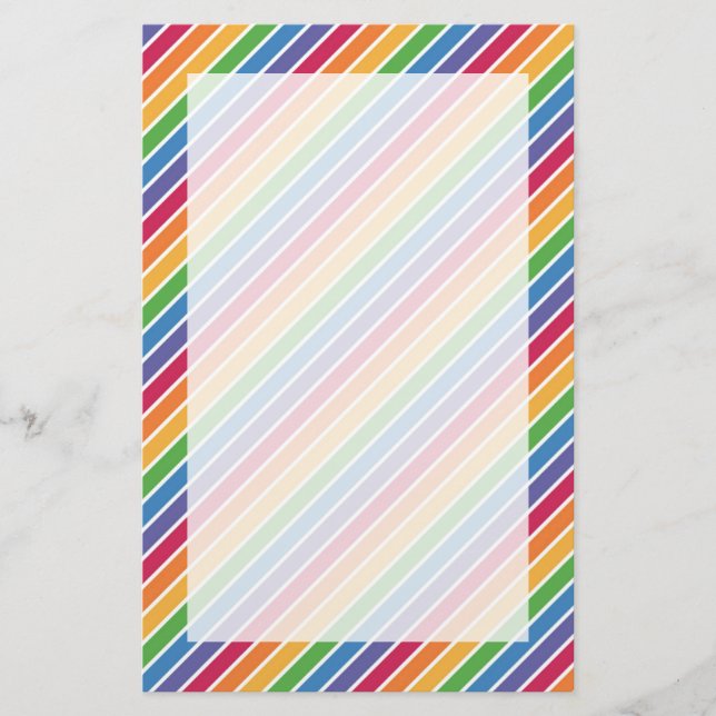 Rainbow Stripes Pattern Stationery (Front)