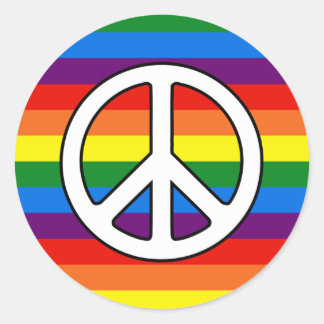 Rainbow Stripes Peace Sign Gay Pride LGBT Support Classic Round Sticker