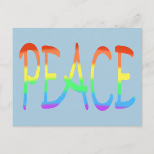 Rainbow Stripes Peace Word Colours Postcards