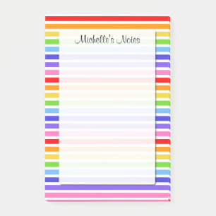 Rainbow Stripes Personalized 4 x 6 Post-it Notes