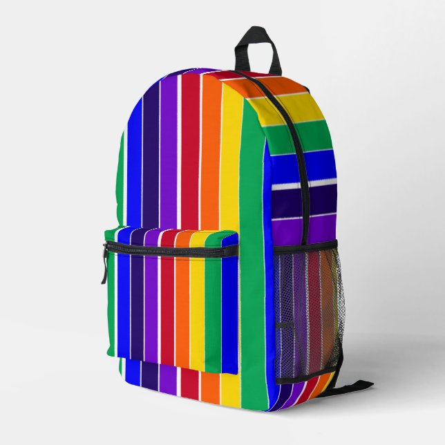 Rainbow Stripes  Printed Backpack (Back Corner Right)