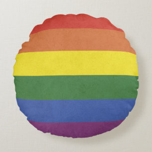 Rainbow stripes round pillow