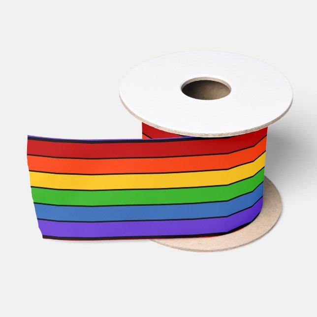 Rainbow Stripes Satin Ribbon (Spool)