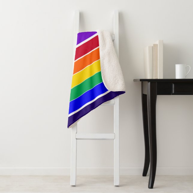 Rainbow Stripes  Sherpa Blanket (In Situ)