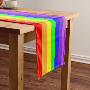 Rainbow Stripes Short Table Runner