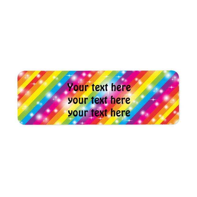 Rainbow Stripes Sparkle Glitter Address Labels (Front)