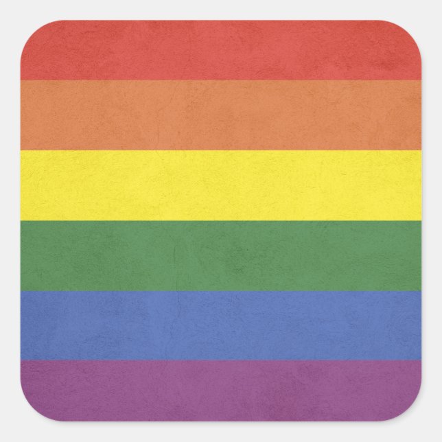 Rainbow stripes square sticker (Front)