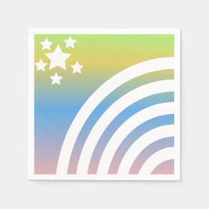 Rainbow Stripes Stars Unicorn Party Napkin