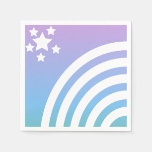 Rainbow Stripes Stars Unicorn Party Napkin