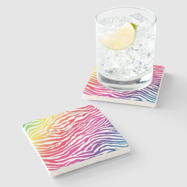 Rainbow Stripes Stone Coaster (Side)