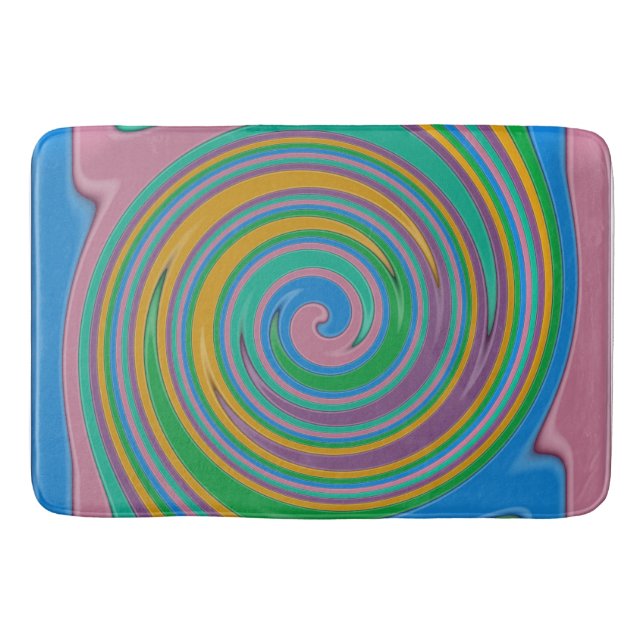 Rainbow stripes swirl bath mat (Front)