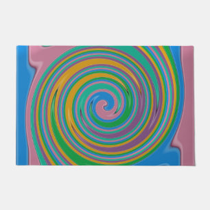 Rainbow stripes swirl doormat