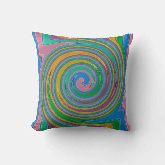 Rainbow stripes swirl throw pillow (Front)