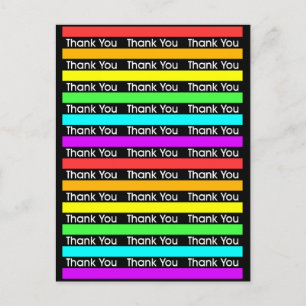 Rainbow Stripes Thank You Postcard
