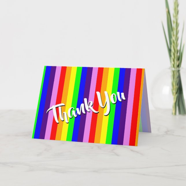Rainbow Stripes Thank You with all my Heart Card (Front)