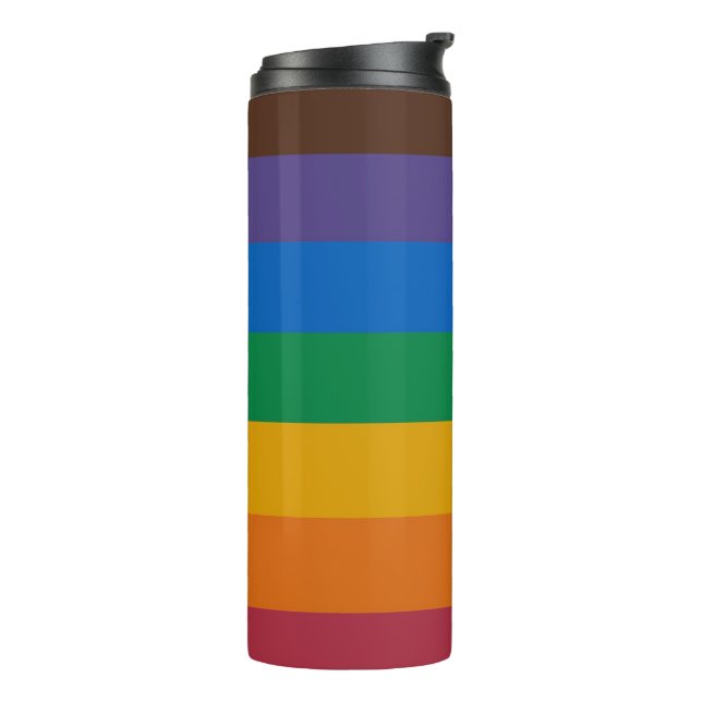 Rainbow Stripes Thermal Tumbler (Rotated Left)