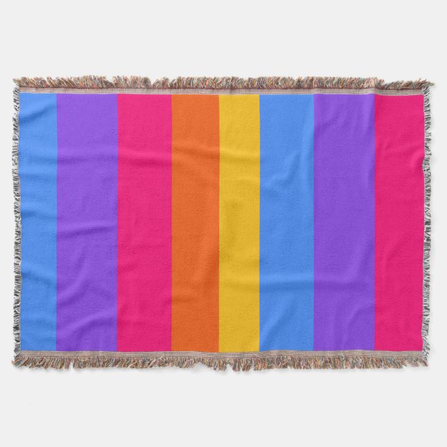 Rainbow Stripes Throw Blanket (Front)