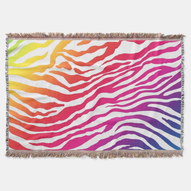 Rainbow Stripes Throw Blanket (Front)