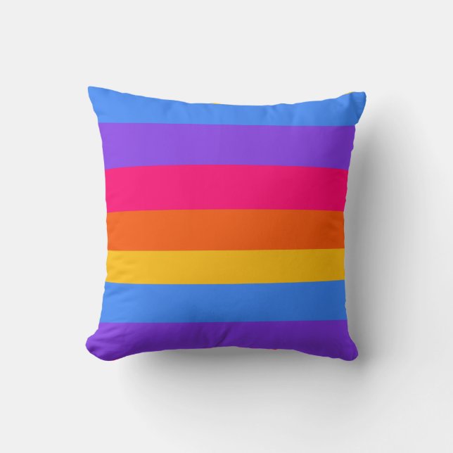 Rainbow Stripes Throw Pillow (Front)
