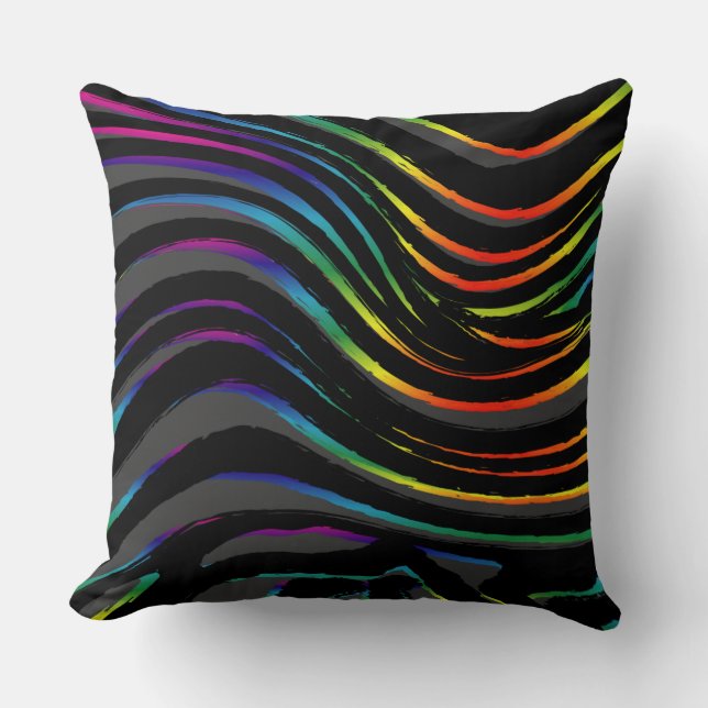 Rainbow Stripes Throw Pillow (Front)
