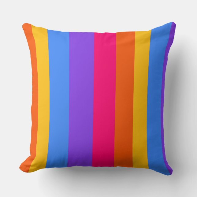 Rainbow Stripes Throw Pillow (Front)