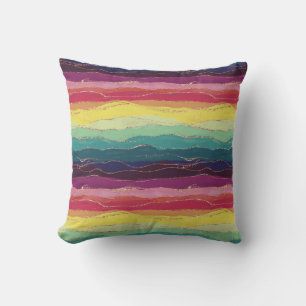 Rainbow Stripes  Throw Pillow