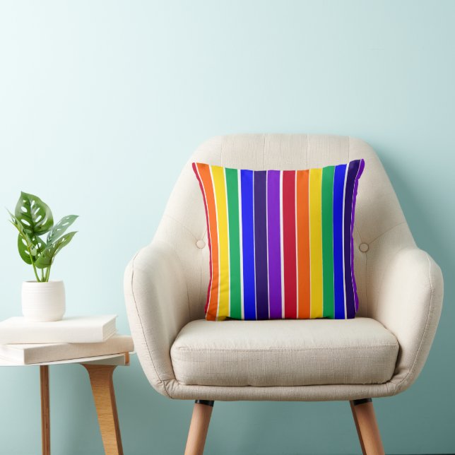Rainbow Stripes  Throw Pillow (Chair)