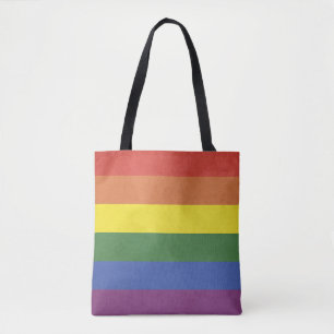 Rainbow stripes tote bag