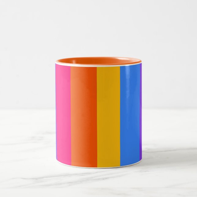 Rainbow Stripes Two-Tone Coffee Mug (Center)