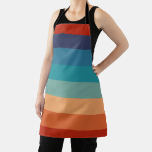 Rainbow Stripes Vintage Colours Old Style Colourfu Apron
