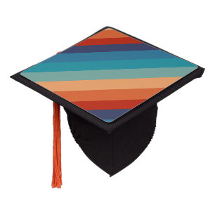 Rainbow Stripes Vintage Colours Old Style Colourfu Graduation Cap Topper