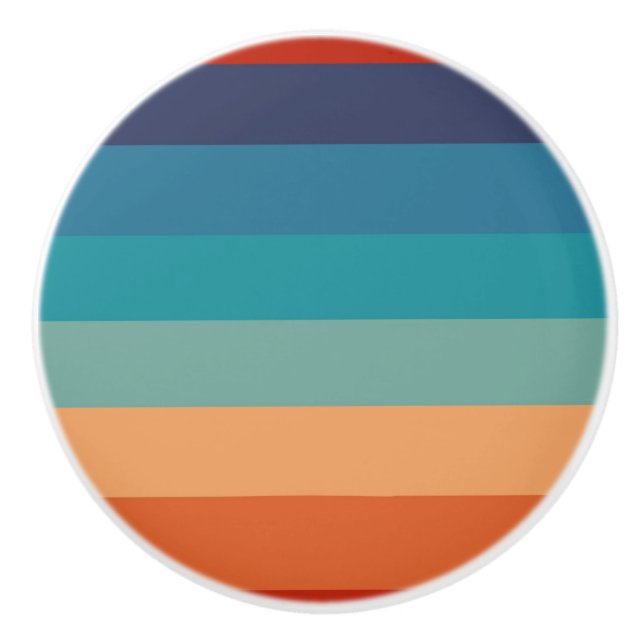 Rainbow Stripes Vintage Old Style Geometric Ceramic Knob (Front)