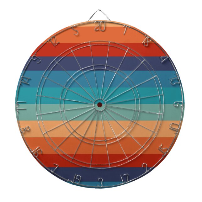 Rainbow Stripes Vintage Old Style Geometric Dartboard (Front)