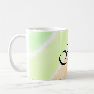 Rainbow stripeswatercolor lines add your monogram  coffee mug