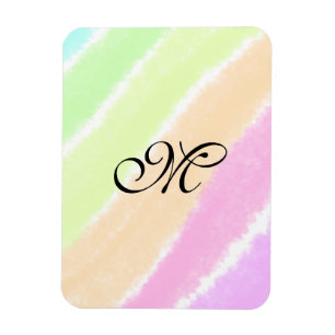 Rainbow stripeswatercolor lines add your monogram magnet